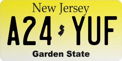 NJ license plate A24YUF