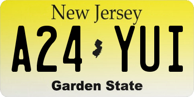 NJ license plate A24YUI