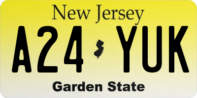 NJ license plate A24YUK