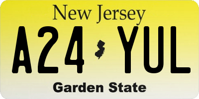 NJ license plate A24YUL