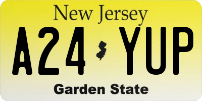 NJ license plate A24YUP