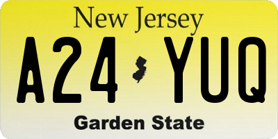 NJ license plate A24YUQ