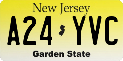 NJ license plate A24YVC