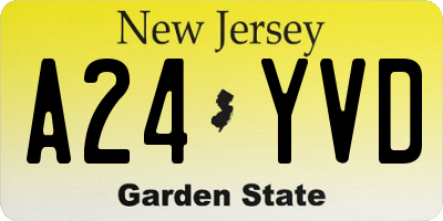 NJ license plate A24YVD