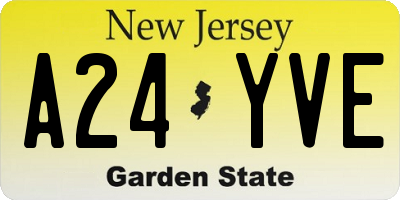 NJ license plate A24YVE