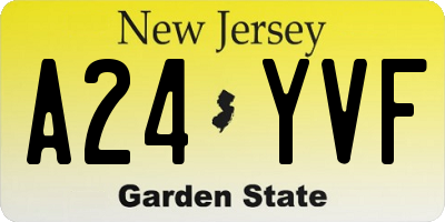 NJ license plate A24YVF
