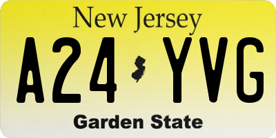 NJ license plate A24YVG
