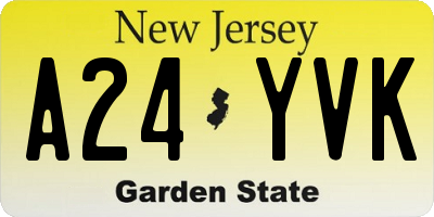 NJ license plate A24YVK