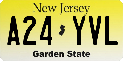 NJ license plate A24YVL