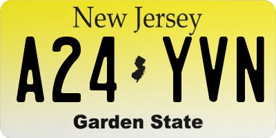 NJ license plate A24YVN
