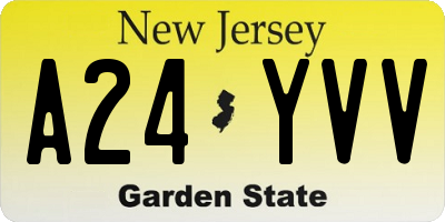 NJ license plate A24YVV