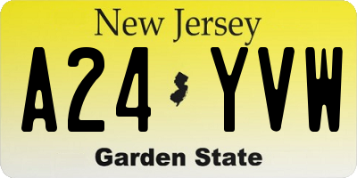 NJ license plate A24YVW