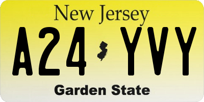 NJ license plate A24YVY
