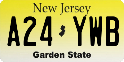 NJ license plate A24YWB