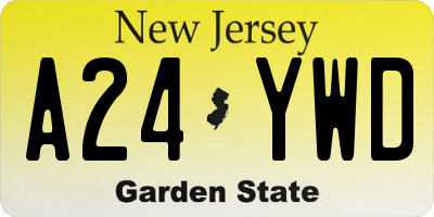 NJ license plate A24YWD