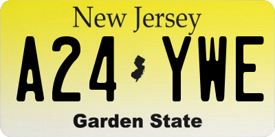 NJ license plate A24YWE