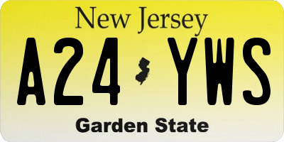 NJ license plate A24YWS