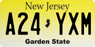 NJ license plate A24YXM