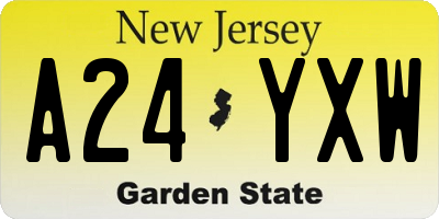 NJ license plate A24YXW