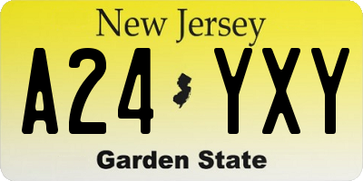 NJ license plate A24YXY