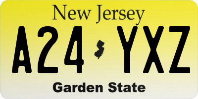 NJ license plate A24YXZ