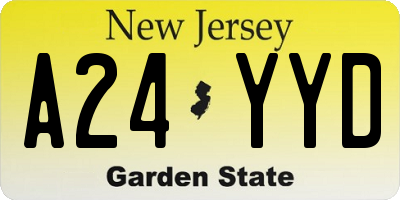 NJ license plate A24YYD