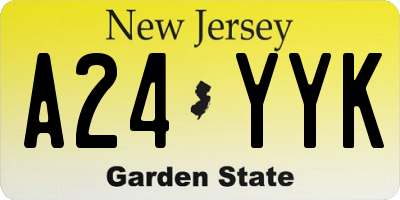NJ license plate A24YYK