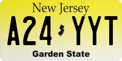 NJ license plate A24YYT