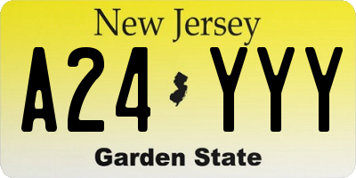 NJ license plate A24YYY
