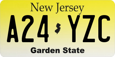 NJ license plate A24YZC