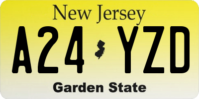 NJ license plate A24YZD