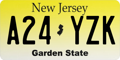 NJ license plate A24YZK
