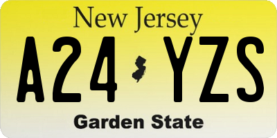 NJ license plate A24YZS