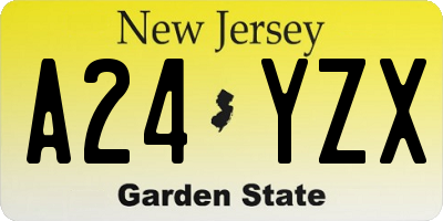 NJ license plate A24YZX