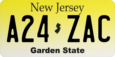 NJ license plate A24ZAC