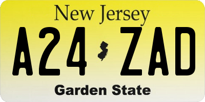 NJ license plate A24ZAD