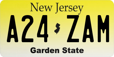 NJ license plate A24ZAM
