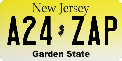 NJ license plate A24ZAP