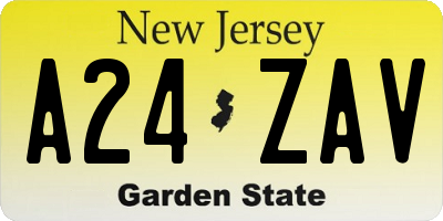 NJ license plate A24ZAV