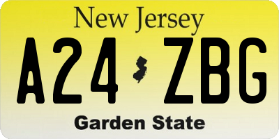 NJ license plate A24ZBG