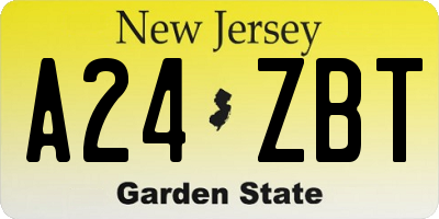 NJ license plate A24ZBT