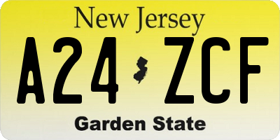 NJ license plate A24ZCF