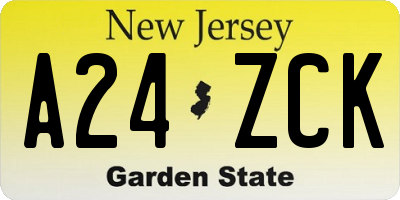 NJ license plate A24ZCK