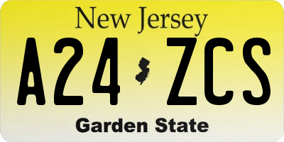 NJ license plate A24ZCS