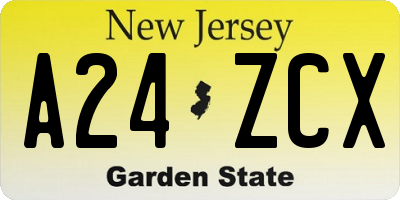 NJ license plate A24ZCX