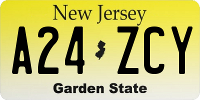NJ license plate A24ZCY