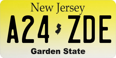 NJ license plate A24ZDE