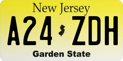 NJ license plate A24ZDH