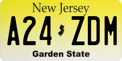 NJ license plate A24ZDM
