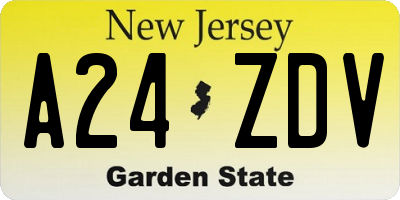 NJ license plate A24ZDV
